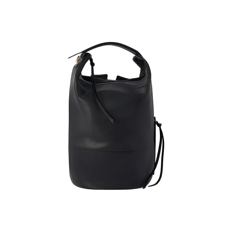 Lemaire Grained Cow Leather Handbag Backpack Medium Size Unisex Black-0