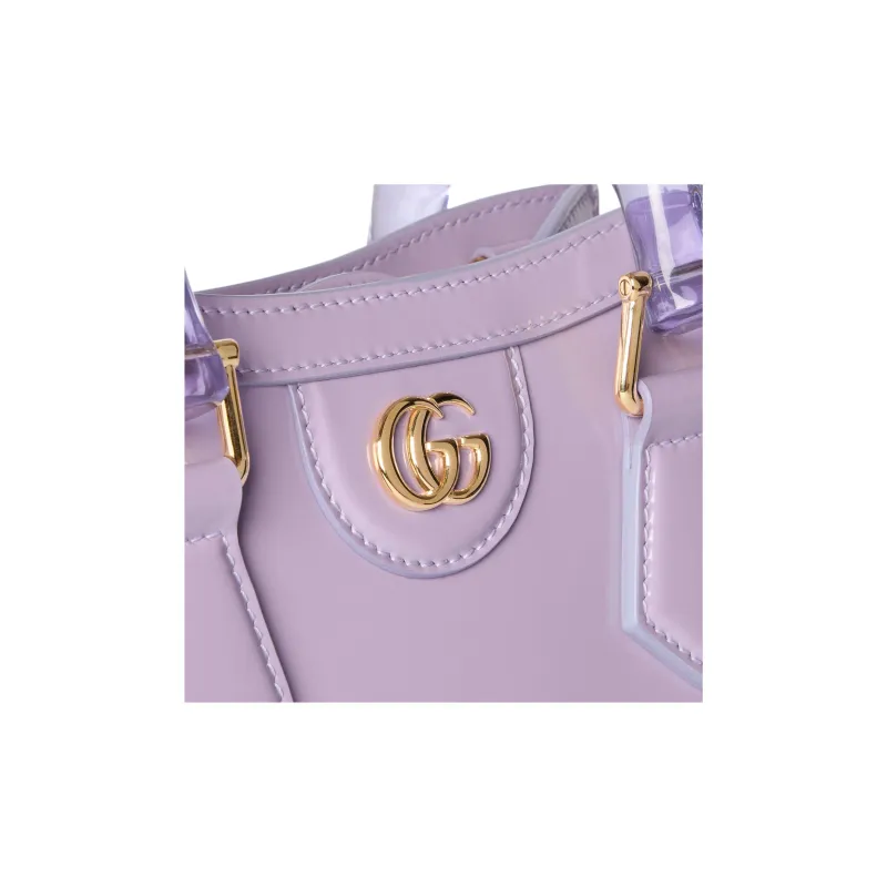 GUCCI Diana Polished Leather Tote Bag, Shopping Bag, Shoulder Bag, Handbag Mini Women's Light Purple-5
