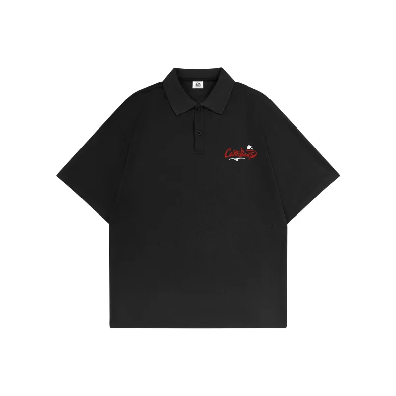 CAREBEARS Polo Shirt Unisex Black Print Red-0
