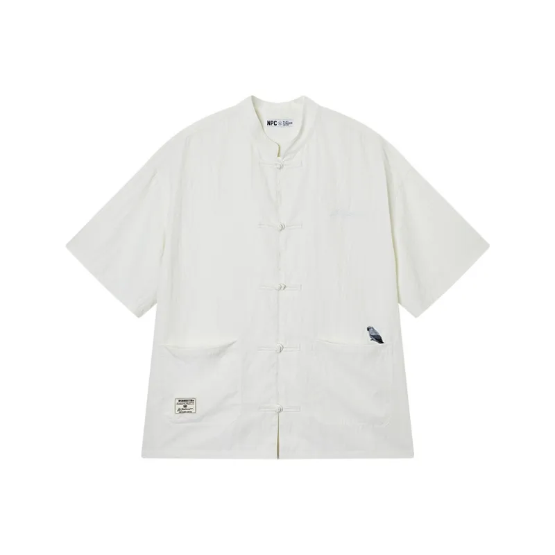 NPC Men's Trendy Chinoiserie Loose Fit Short-Sleeved Shirt Unisex-0