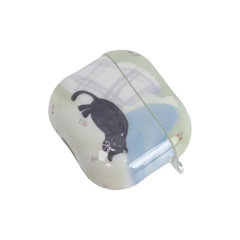 Wei Xin Apple AirPods 4/2/3/4th Generation/AirPods Pro/Pro 2 TPU Refreshing Oil Painting Kitten Headphone Cases-4