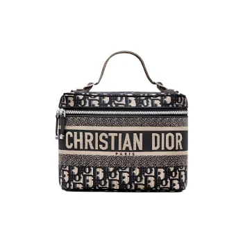 DIOR DiorTravel Canvas Makeup Bag Travel Storage Bag Handbag Toiletry Bag Women's Black