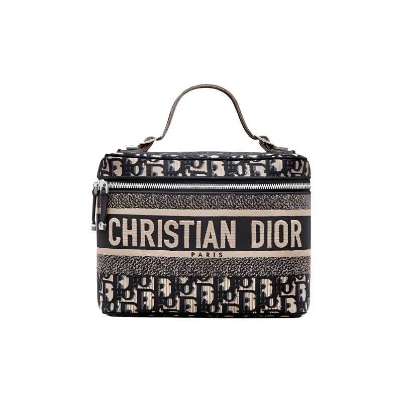 DIOR DiorTravel Canvas Makeup Bag Travel Storage Bag Handbag Toiletry Bag Women's Black-0