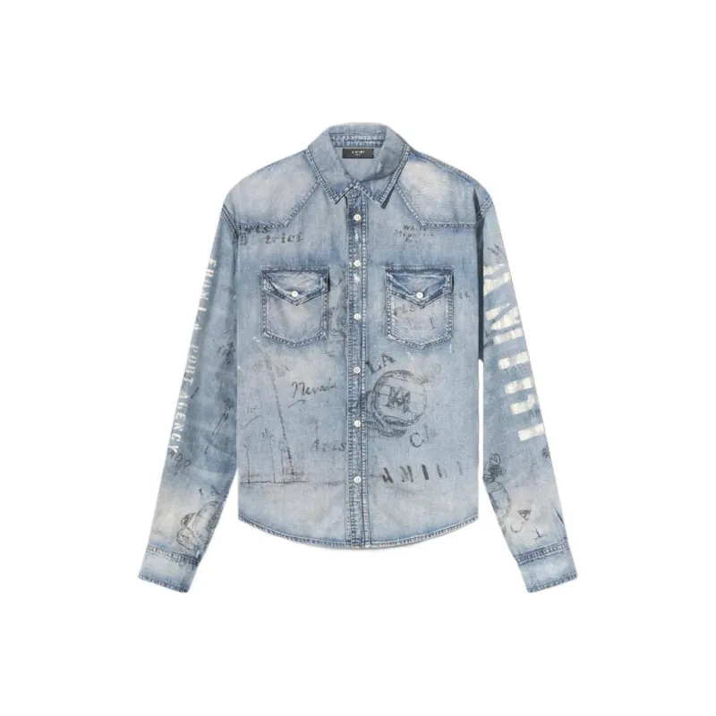 AMIRI Military Stencil Denim Shirt-0