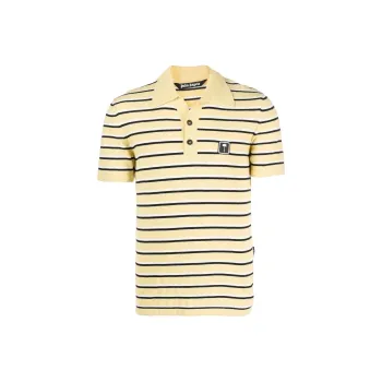 PALM ANGELS Logo Patch Striped Terry Polo