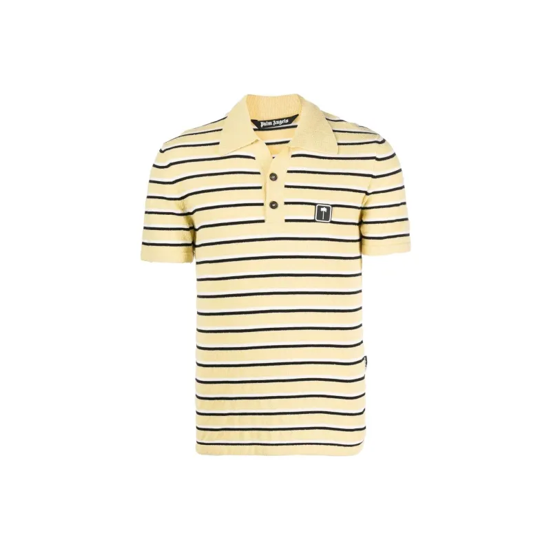 PALM ANGELS Logo Patch Striped Terry Polo-0