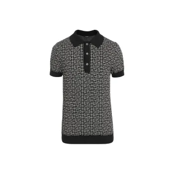 BALMAIN Pb Monogram Jacquard Polo Shirt