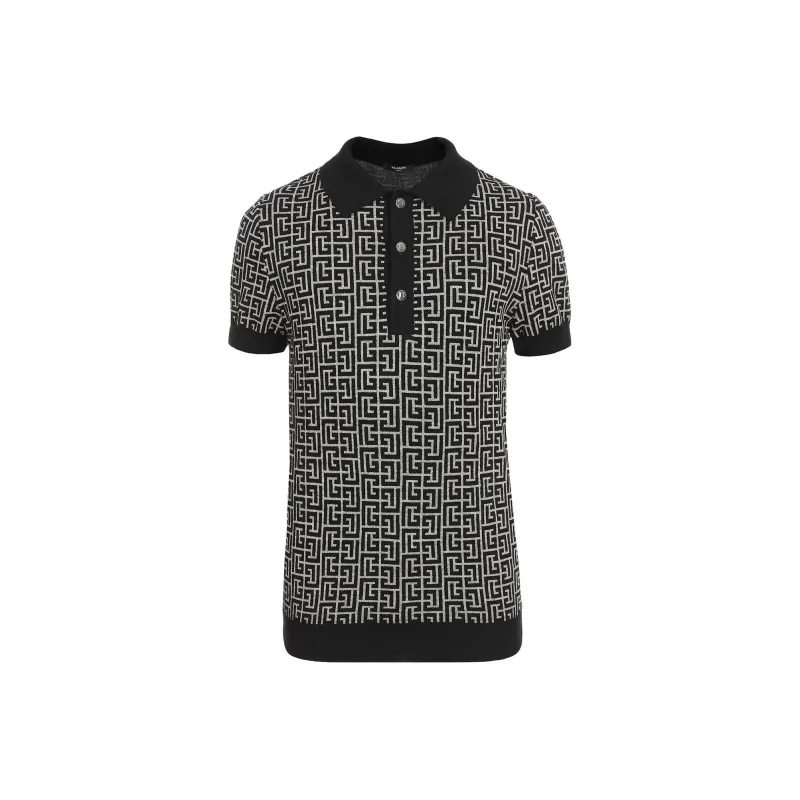 BALMAIN Pb Monogram Jacquard Polo Shirt-0