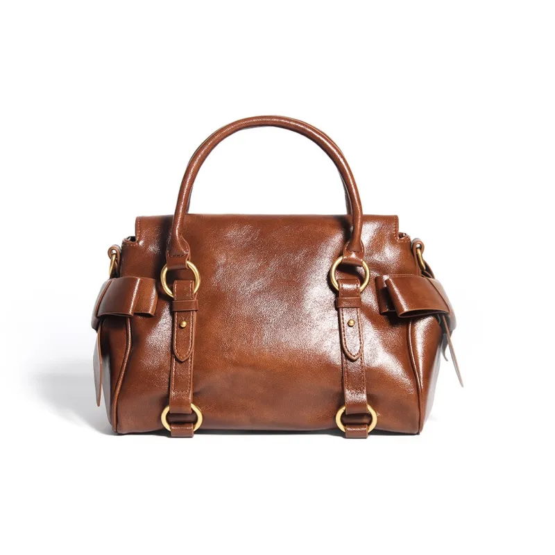 AQUASCUTUM Polyurethane Leather One Shoulder Handbag Women's Caramel-1