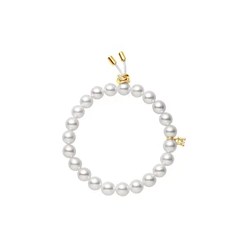 MIKIMOTO Cultured Pearl Diamond 18K Gold Polyester Bracelets Men's White