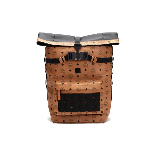 MCM Artificial Leather, Fabric Backpack Men's Brown Cognac