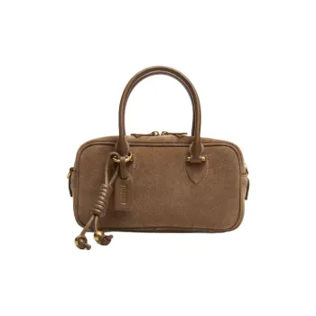 Staccato Cow Leather Small Square Bag, One Shoulder Handbag Medium Size Women's Light Coffee