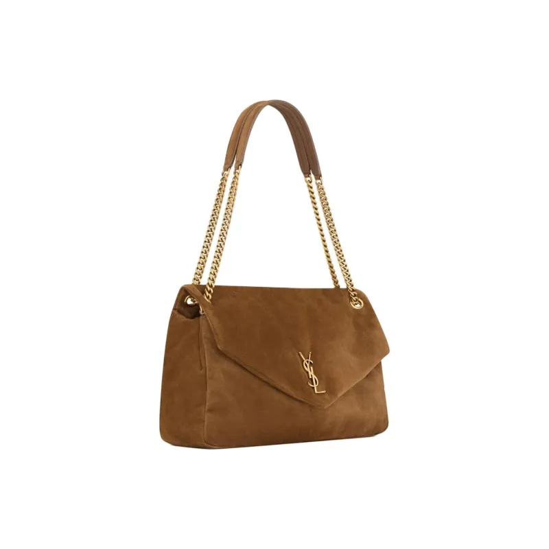 SAINT LAURENT Calfskin Shoulder Bag Large Size Women's Cognac-1