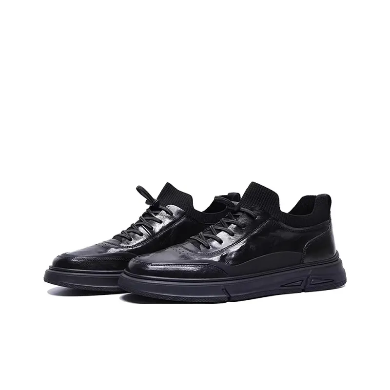 Bansley Slip Resistant Mid Top Skateboard Shoes Men's Black-2