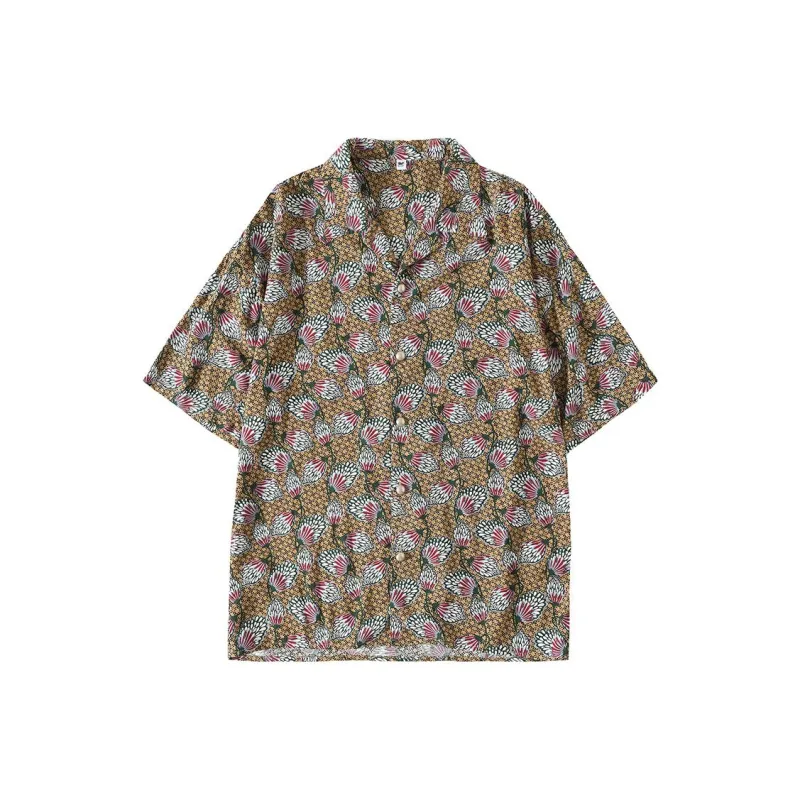 Crying Center Shirts Unisex Brown With Floral Print-0