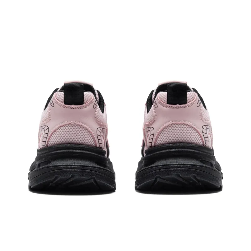 Warrior Anti Slip And Wear Resistant Height Increasing Low Top Chunky Sneakers Women's Pink Black-4