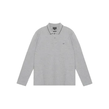 EMPORIO ARMANI Micro Eagle Embroidered Long Sleeved Polo Shirt