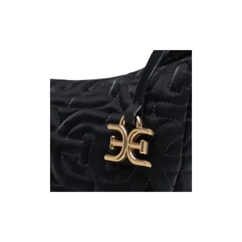 SAM EDELMAN Fabric Shoulder Bag, Crossbody Bag Medium Size Women's Black/Ivory White/Blue-2