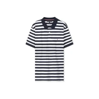 Tommy Hilfiger Polo Shirt Men's Black White Stripes