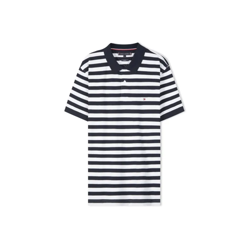 Tommy Hilfiger Polo Shirt Men's Black White Stripes-0
