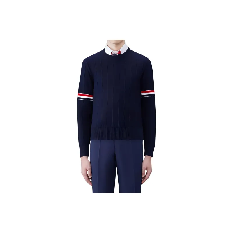THOM BROWNE RWB Stripe Long Sleeved Crewneck Jumper-1