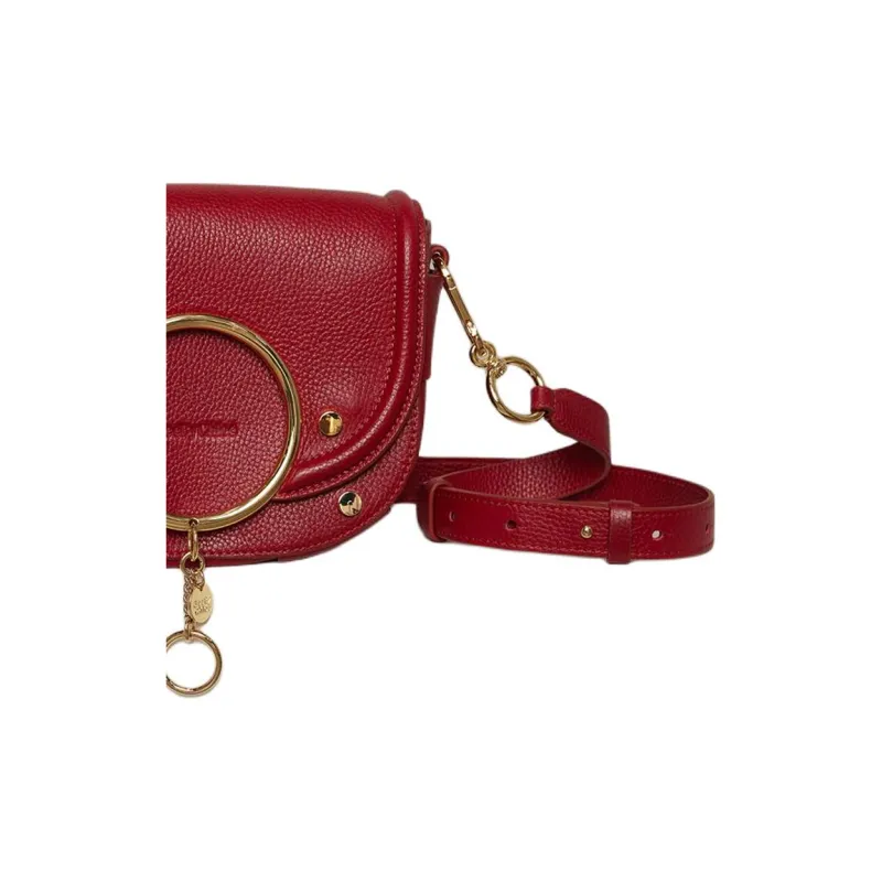 See By Chloe Grained Cow Leather Shoulder Bag Crossbody Bag Small Size Women's Dreamy Red-4