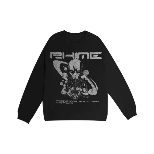 RHIME USA 블랙 남녀공용 맨투맨