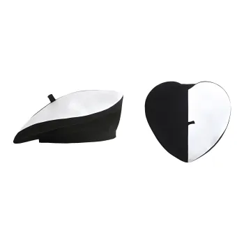 VALLEYOUTH Vintage Irregular Shape Berets Unisex Black White