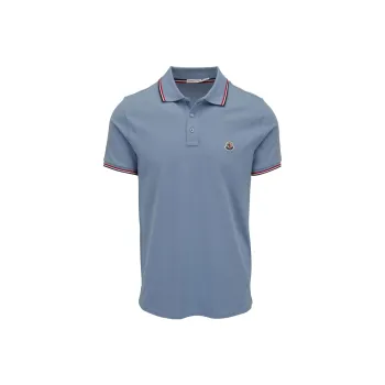 Moncler Polo Shirts Men Light Blue