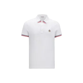 Moncler Logo Patch Short Sleeved Polo Shirt White
