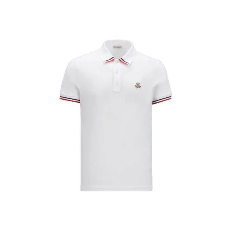 Moncler Logo Patch Short-Sleeved Polo Shirt White-0