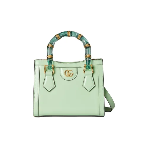 GUCCI Diana Polished Leather Tote Bag, Shopping Bag, Shoulder Bag, Handbag Mini Women's Light Green