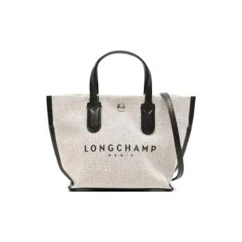 LONGCHAMP Cotton Canvas Tote Bag, Shopping Bag, Shoulder Bag, Crossbody Bag, Handbag Extra Small Women's Beige & Black