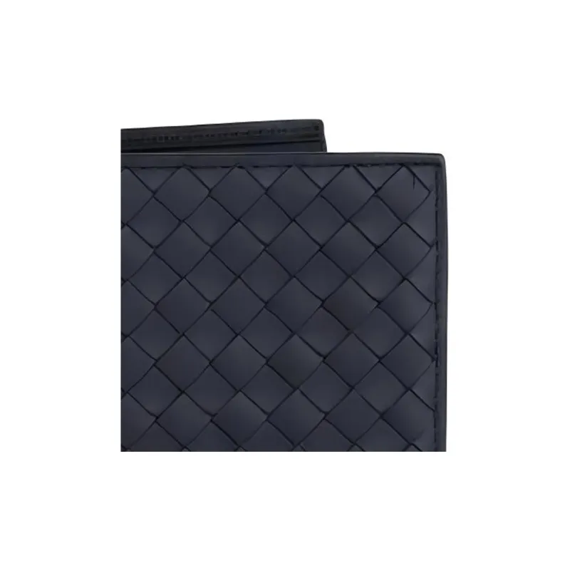 Bottega Veneta Leather Wallet Men Blue-4