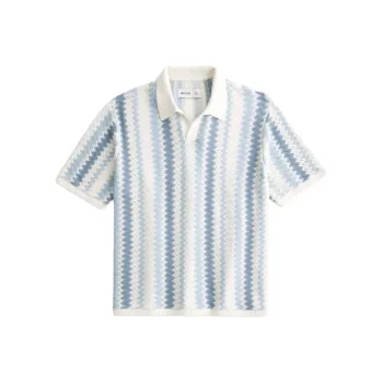 Hollister Polo Shirt Men's Light Blue Stripes