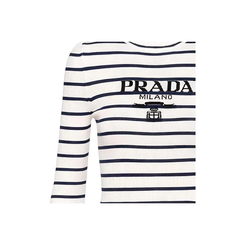 PRADA Logo intarsia Striped Jumper-1