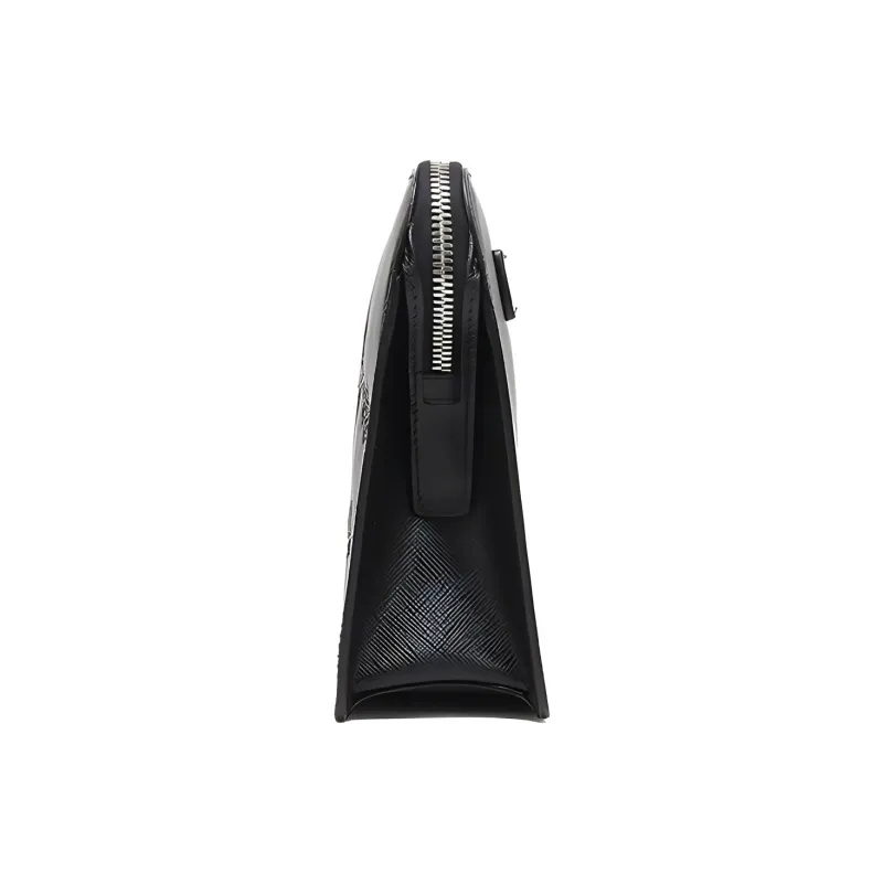 PRADA Cow Leather Clutch Men's Black-3