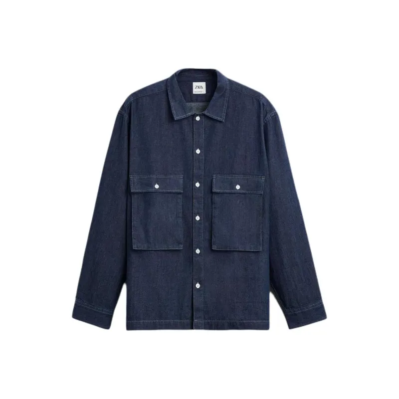 ZARA Shirts Men Blue/Green-0
