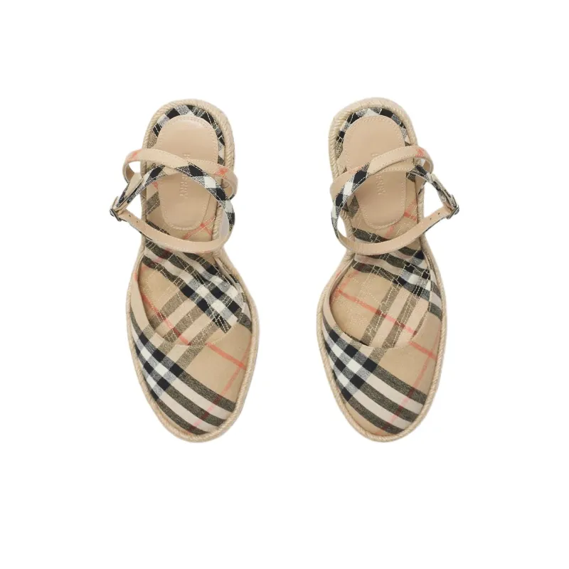 Burberry Mews Wedge Heel High Heels 9cm Women's Sand-3