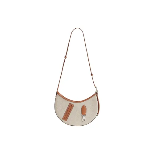 HERMES P'tit Arcon Canvas With Swift Calfskin Shoulder Bag Women's Light Umber & Beige & Gold