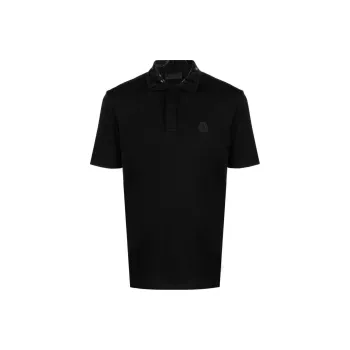 Moncler Men Concealed Placket Polo Black
