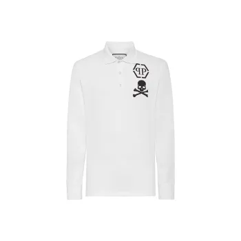 PHILIPP PLEIN Logo print Long sleeved Polo Shirt
