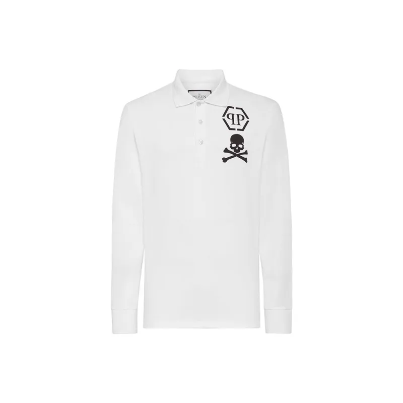 PHILIPP PLEIN Logo print Long sleeved Polo Shirt-0