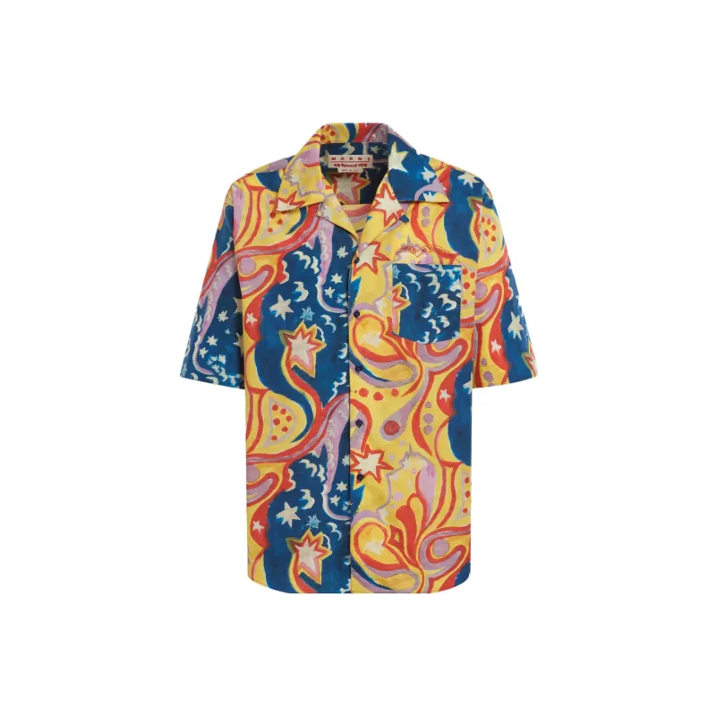 MARNI X No Vacancy Inn Poplin Bowling Shirt-0