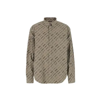Balenciaga Allover Logo Print Long-Sleeved Shirt