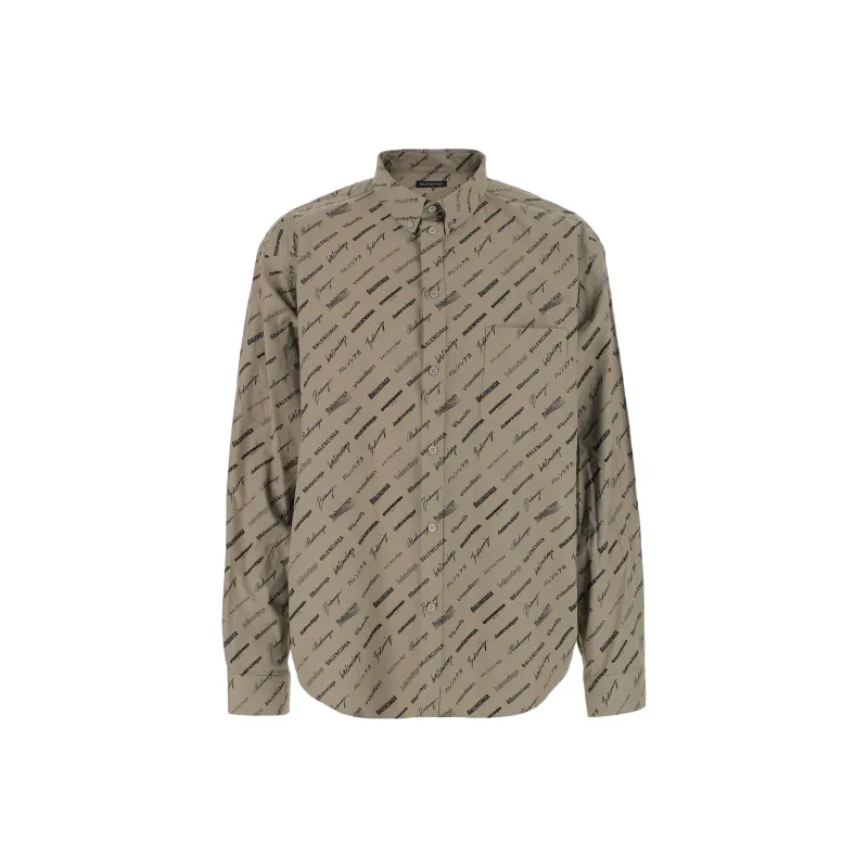 Balenciaga Allover Logo Print Long-Sleeved Shirt-0