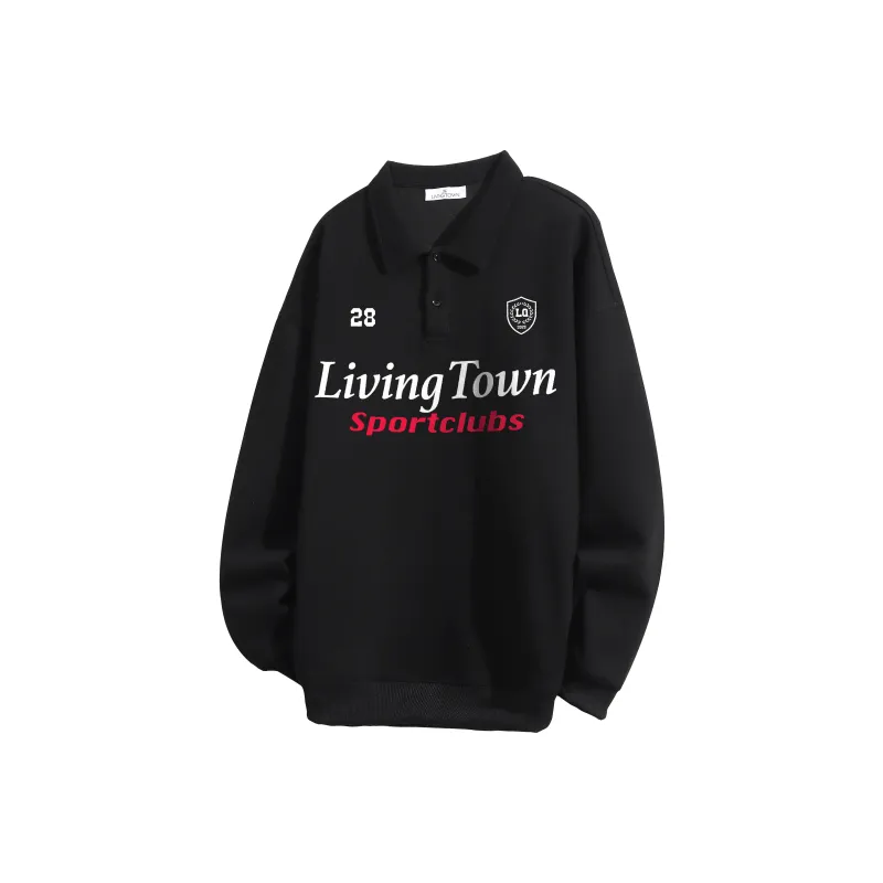 LIVINGTOWN Polo Shirt Unisex White Gray-6