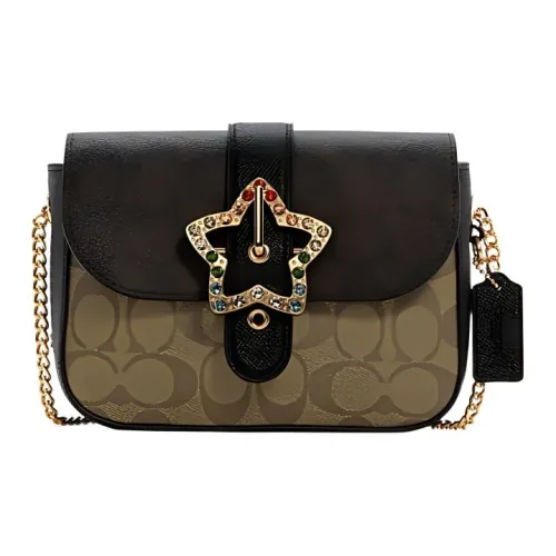 COACH Gemma Coated Canvas With Cross Grain Leather Crossbody Bag, Shoulder Bag Small Size Women's Brown