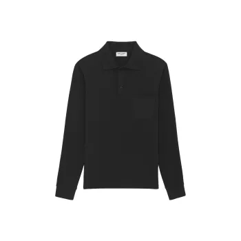 SAINT LAURENT Button Detailed Long Sleeved Polo Shirt