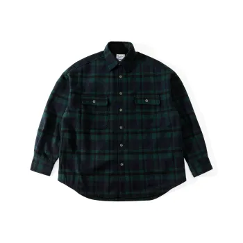 TEKABLU Shirts Men Plaid Green